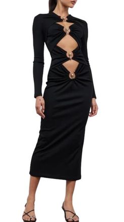 CHRISTOPHER ESBER Christoper Esber Black Jersey Cut Out Dress Size M