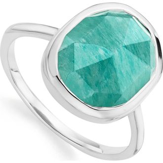 Monica Vinader Siren Medium Stacking Ring in Silver/Amazonite at Nordstrom Rack, Size 5.5