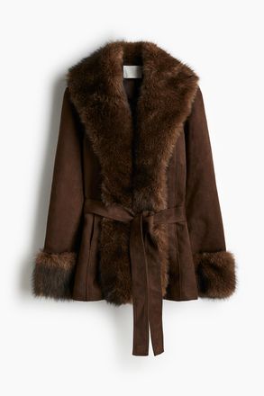 H&M Mantel mit Bindeg&uuml;rtel - Brown