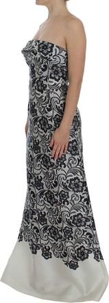 Dolce & Gabbana Womens Floral Lace Silk Corset Maxi Dress Black