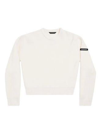 Balenciaga logo-patch stretch-wool jumper - women - Virgin Wool - L - White