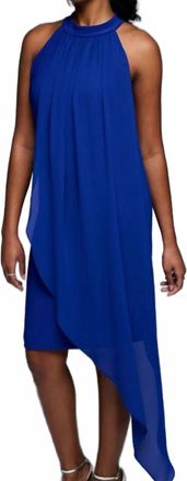 Joseph Ribkoff Sheer Overlay Sleeveless Dress In Royal Sapphire