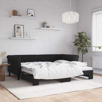vidaXL Sof&aacute; Cama Nido Terciopelo Negro 90x190 Cm Vidaxl