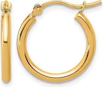 Diamond2Deal 14k Gold Polished 2x17.5mm Polished Hoop Earrings