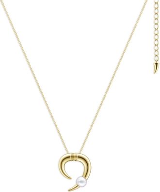 Tasaki 18kt yellow gold Collection Line Danger Horn pearl necklace - unisex - 18kt Yellow Gold/Akoya Pearl - One Size