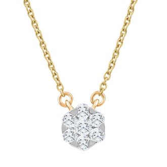 Pompeii3 1/4Ct TW Lab Grown Diamond Halo Round Pendant Yellow Gold Womens Necklace 18
