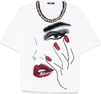 Balmain Stijlvolle Applique T-shirt - Dames - T-shirts - Wit - XS - Tops
