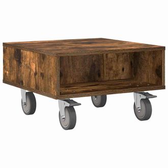 vidaXL Mesa Lateral Con Ruedas Roble Ahumado 50,5 X 50 X 30 Cm Vidaxl