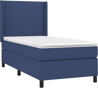 vidaXL Cama Box Spring Con Colch&oacute;n Tela Azul 80x200 Cm Vidaxl