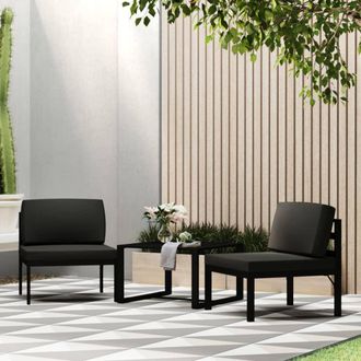 vidaXL Vidaxl - Conjunto De Sof&aacute;s De 3 Piezas Con Cojines Aluminio Antracita