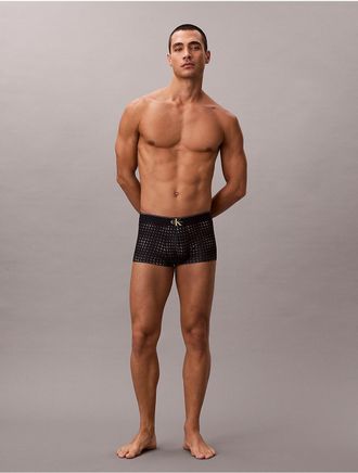 Calvin Klein Mens Graphic Monogram Microfiber Stretch Low Rise Trunk - Navy - XL