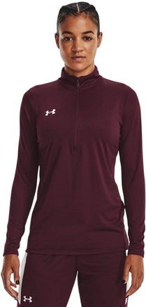 Under Armour Team Tech Womens Long Sleeve Half Zip, Maroon / White, L