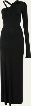 Victoria Beckham Knotted One-Shoulder Satin Gown