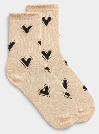 Free People Womens Scalloped-trim red heart socks