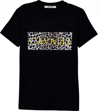 Roberto Cavalli Leopard-Print Logo T-Shirt, Size X-Large