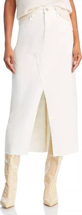 Mother Midaxi Denim Skirt In Ecru