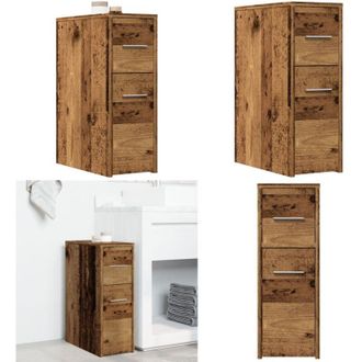 vidaXL Armadietto da Bagno Stretto con Ruote Rovere Antico Truciolato - Armadietto da bagno con ruote - Armadietto da bagno stretto