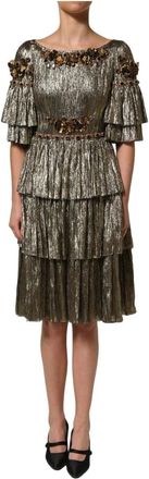 Dolce & Gabbana Tiered Midi Dress - female - Dolce & Gabbana - Midi Dresses - Yellow - XS - Dresses