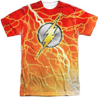 Gildan Justice League of America Lightning Logo Short Sleeve Adult 100% Poly Crew Tee / T-Shirt