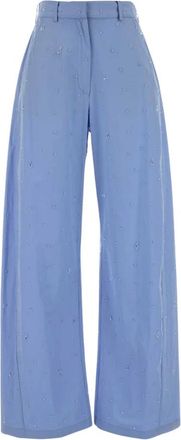 Giuseppe Di Morabito Powder Wide-Leg Poplin Pant - Dames - Wijde Broeken - Blauw - M - Leer - Broeken