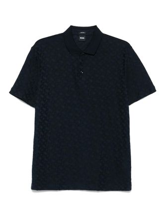 BOSS patterned-jacquard polo shirt - men - Cotton - S - Blue