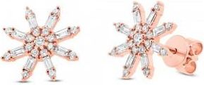 Allurez 0.64ct 14k Rose Gold Diamond Baguette Earrings