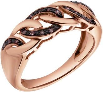 LuvMyJewelry Marvella Sterling Silver 0.07 Ct Diamond Link Ring in Pink Rhodium Sterling Silver at Nordstrom
