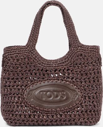 Tod's Borsa in rafia e pelle con logo