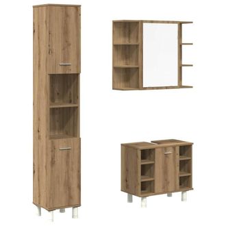 Berkfield Home 3 Piece Bathroom Furniture Set Artisan Oak Engineered Wood in Brown