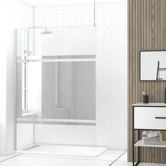 Aurlane Parete Per Doccia 140x200cm Specchio - Profilo + Barra A Soffitto Cromata - Freedom 2 Mirror