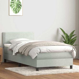 vidaXL Cama Box Spring Con Colch&oacute;n Terciopelo Gris Claro 90x210 Cm Vidaxl