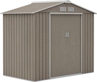 OUTSUNNY Caseta De Jard&iacute;n Exterior 2,42 M&sup2; 213x130x185 Cm Con Puerta Corredera Techo Inclinado Y 4 Ventanas Para Patio Terraza Efecto Madera - Outsunny