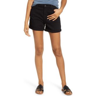 Jen 7 by 7 For All Mankind JEN7 Roll Cuff Denim Shorts in Black at Nordstrom, Size 2