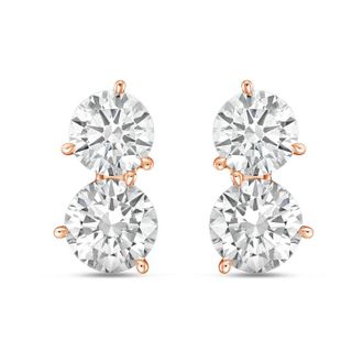 Diana M. Jewels 14K RG Gold 2 Stone Earrings 4.00 Ct Tw
