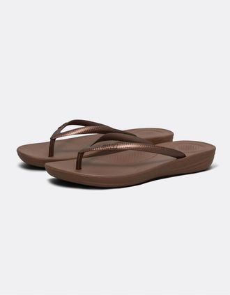 FitFlop Womens FitFlop Iqushion Womens Ergonomic Flip-Flops - Bronze 012 - Brown - Size: 6