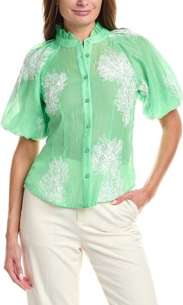Gracia Puff Sleeve Embroidered Organza Top