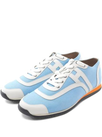 Hermès 2020s panelled sneakers - men - Canvas/Leather/Leather/Rubber - 39.5 - Blue