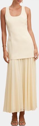 Ever New Melva Sleeveless Mixed Media Maxi Dress in Almond Oil at Nordstrom, Size 12