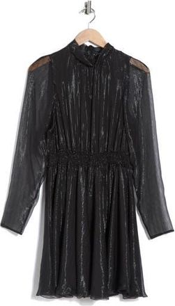 Longchamp Sheer Sleeve Silk Blend Dress in Black at Nordstrom Rack, Size 4 Us / 36 Fr