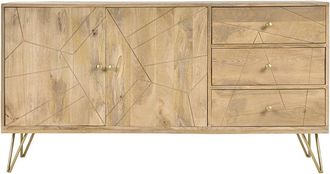 Miliboo Aparador En Mango Y Metal Dorado Linium