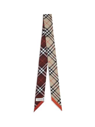 Burberry Womens Check Silk Scarf Sand-Oxblood Sand/oxblood Scarfs