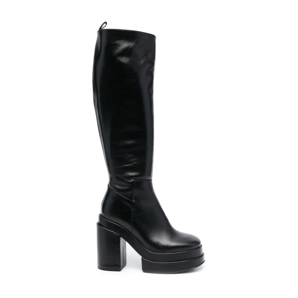 ミドルブーツ PALOMA BARCELO Women Boots 112302BROO IRIS NEROGR Black Paloma Barceló Mika Iris Leather Loafer Boots In Nero | ModeSens