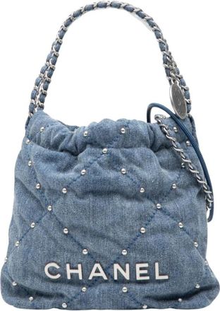 Chanel Pre-owned Quilted Denim Shoulder Bag - Dames - Vintage Tas - Blauw - ONE Size - Denim - Vintage