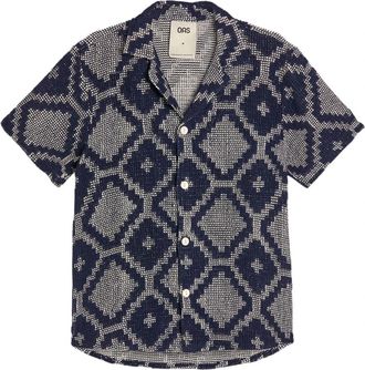 OAS Short Sleeve Shirts - Heren - Korte mouwen Overhemden - Blauw - L - Katoen - Overhemden
