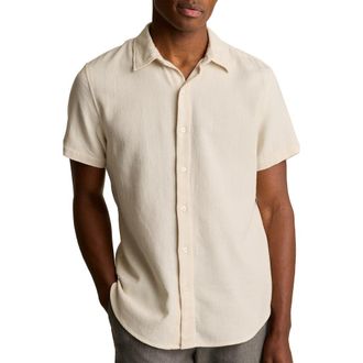 Bonobos Riviera Slim Fit Short Sleeve Button-Up Shirt in Ecru Diamond Geo at Nordstrom Rack, Size Xx-Large