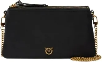 Pinko Pinko, Tassen, Dames, Zwart, ONE Size, Katoen, Double Mini Bag