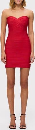 H&eacute;rve L&eacute;ger Strapless Bandage Minidress in Lipstick Red at Nordstrom Rack, Size Xx-Small