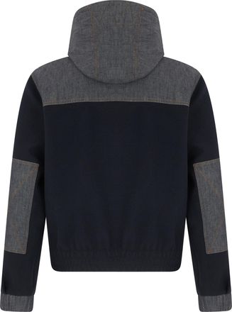 Moncler Mens Zip Hoodie Blue Cotton Jumpers Sweater