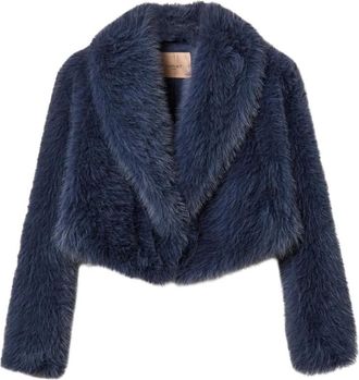 Twinset Nepbont & Lammy Coat - Dames - Jassen - Blauw - M - Nepbont - Jassen