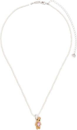 Yvmin Mini Flocked Bear necklace - women - Sterling Silver - OS - White